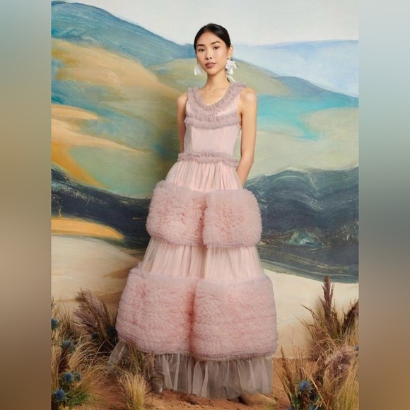 NWT | Sister Jane | Montana Pink Tulle Ruffled Sleeveless Midi Dress | Sz 8 - Picture 6 of 12